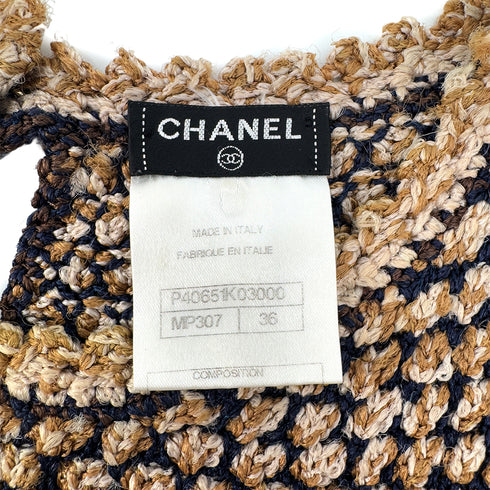 CHANEL COCOMARK SLEEVELESS KNIT DRESS BROWN RAYON 36 P40 RTW 90290322 - PURPOSE