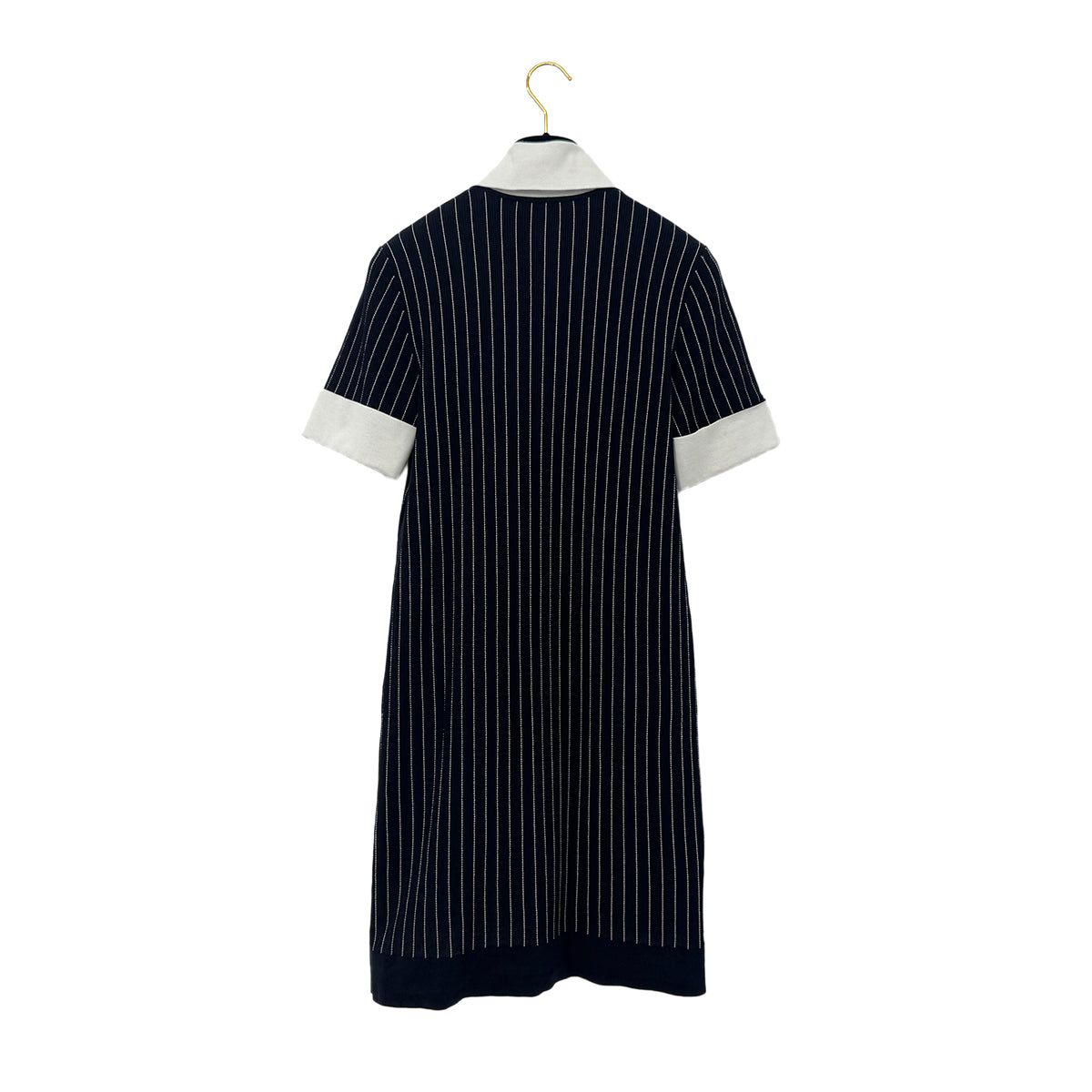 CHANEL STRIPE SHORT SLEEVE DRESS BLACK WHIYE COTTON 34 P51 RTW 90290323