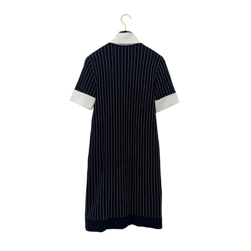 CHANEL STRIPE SHORT SLEEVE DRESS BLACK WHIYE COTTON 34 P51 RTW 90290323 - PURPOSE