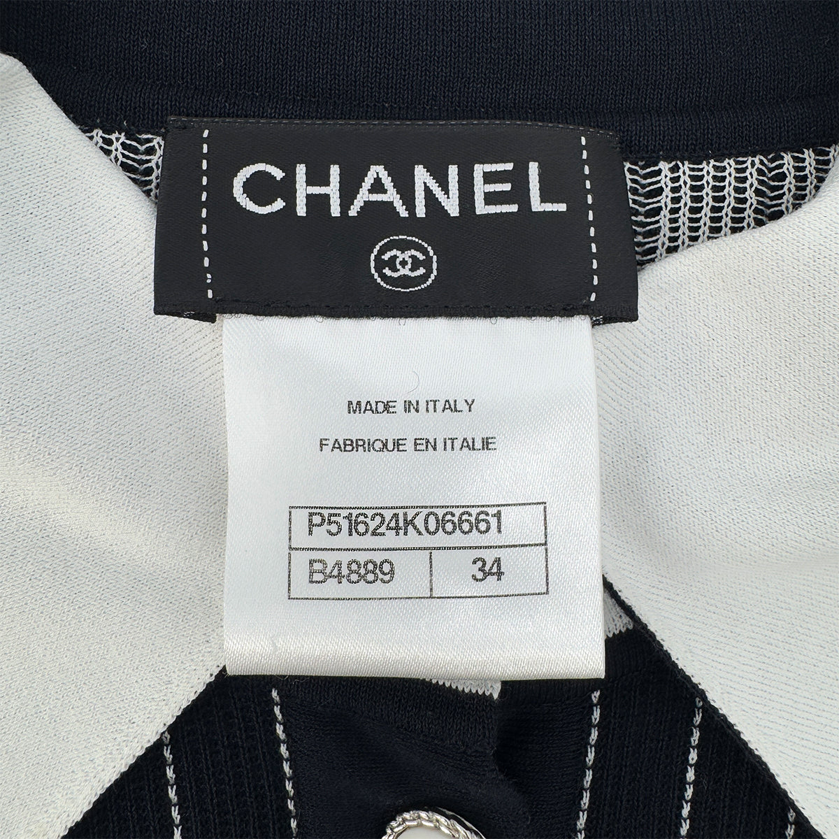 CHANEL STRIPE SHORT SLEEVE DRESS BLACK WHIYE COTTON 34 P51 RTW 90290323