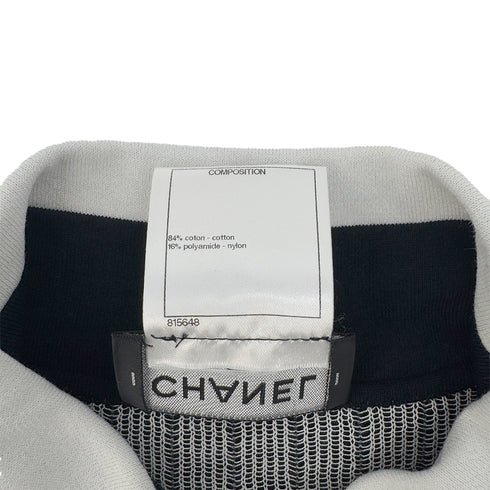 CHANEL STRIPE SHORT SLEEVE DRESS BLACK WHIYE COTTON 34 P51 RTW 90290323 - PURPOSE