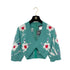 CHANEL GRPOIX BUTTON FLOWER MOTIF CARDIGAN TURQUOISE CASHMERE 38 P50 RTW 90290325
