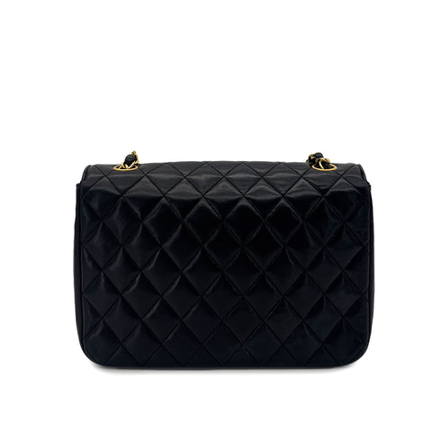 CHANEL VINTAGE MATELASSE HALF MOON CHAIN SHOULDER BAG BLACK LAMB SKIN 90290326 - PURPOSE