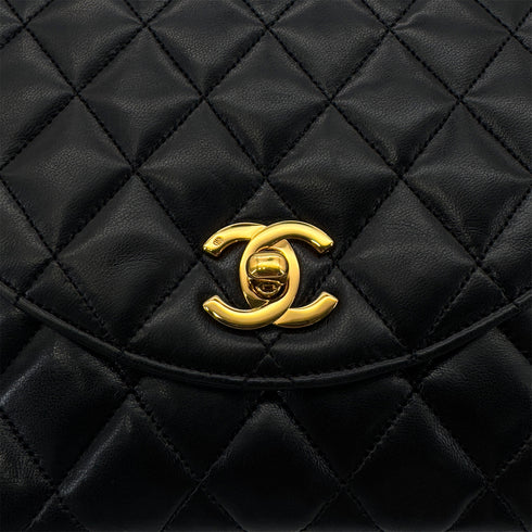 CHANEL VINTAGE MATELASSE HALF MOON CHAIN SHOULDER BAG BLACK LAMB SKIN 90290326 - PURPOSE