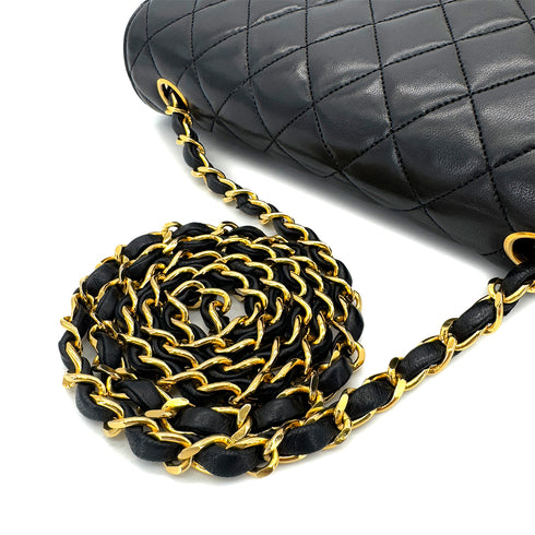 CHANEL VINTAGE MATELASSE HALF MOON CHAIN SHOULDER BAG BLACK LAMB SKIN 90290326 - PURPOSE