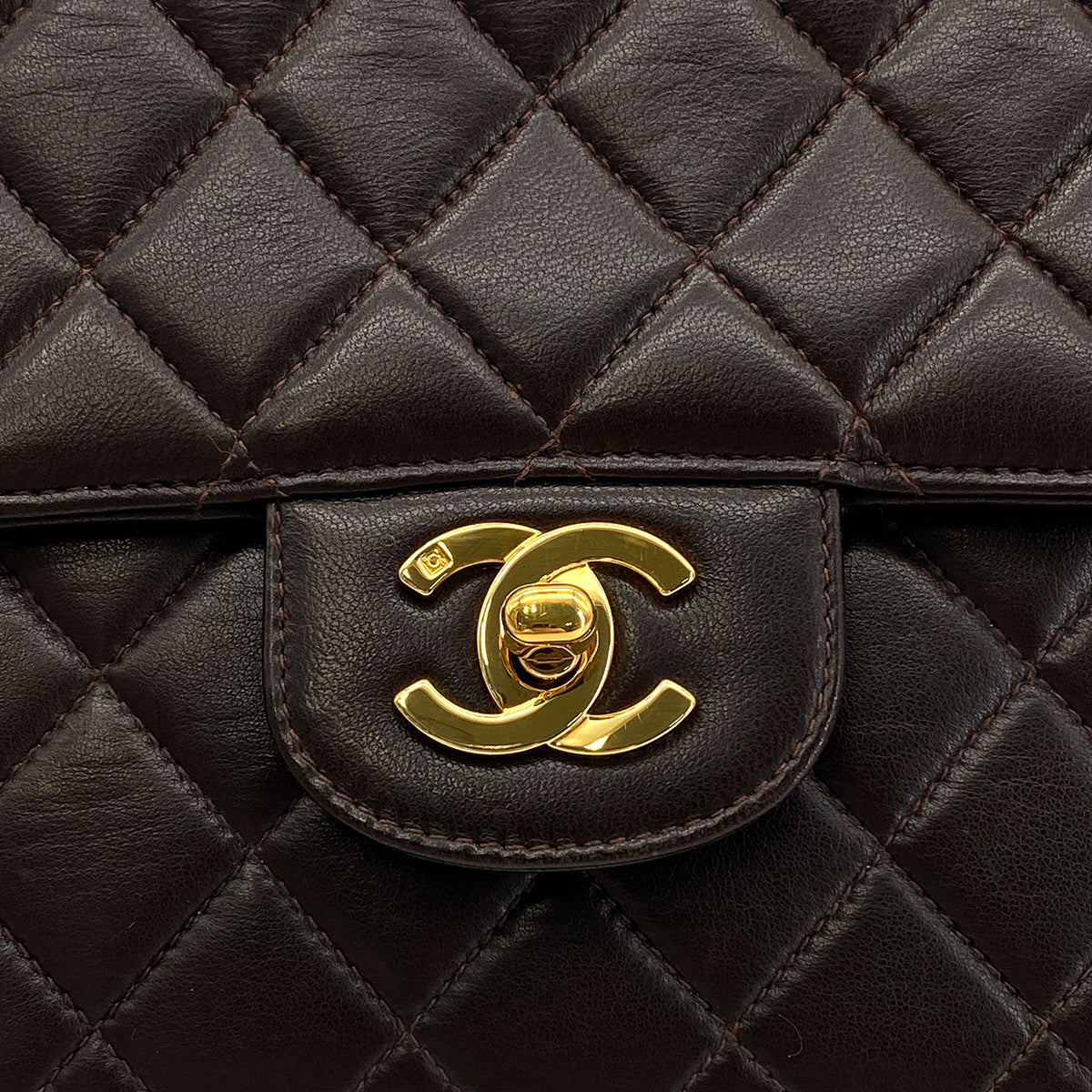 CHANEL VINTAGE PARENT-CHILD BAG PARENTS ONLY BROWN LAMB SKIN 90290328
