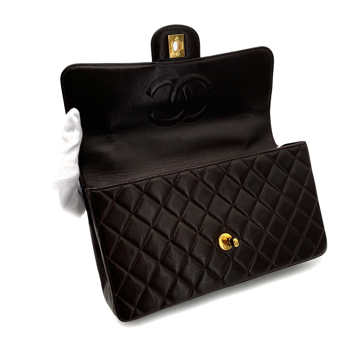 CHANEL VINTAGE PARENT-CHILD BAG PARENTS ONLY BROWN LAMB SKIN 90290328
