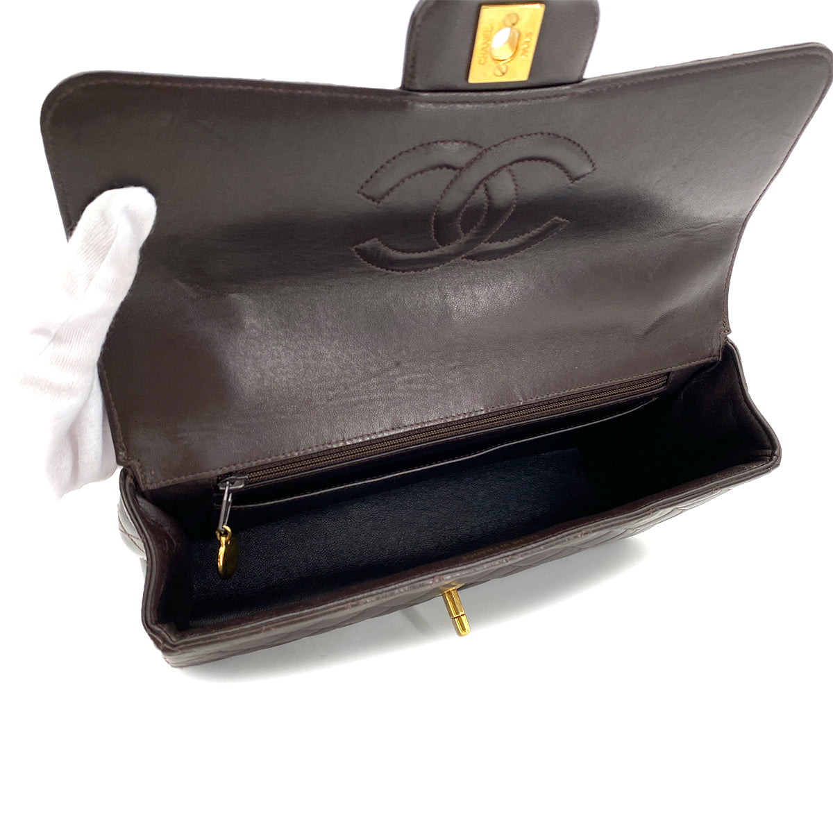 CHANEL VINTAGE PARENT-CHILD BAG PARENTS ONLY BROWN LAMB SKIN 90290328