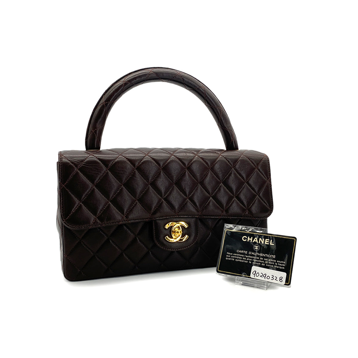 CHANEL VINTAGE PARENT-CHILD BAG PARENTS ONLY BROWN LAMB SKIN 90290328