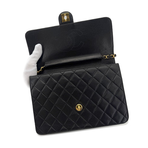 CHANEL VINTAGE MATELASSE CHAIN SHOULDER BAG BLACK LAMB SKIN 90290329 - PURPOSE