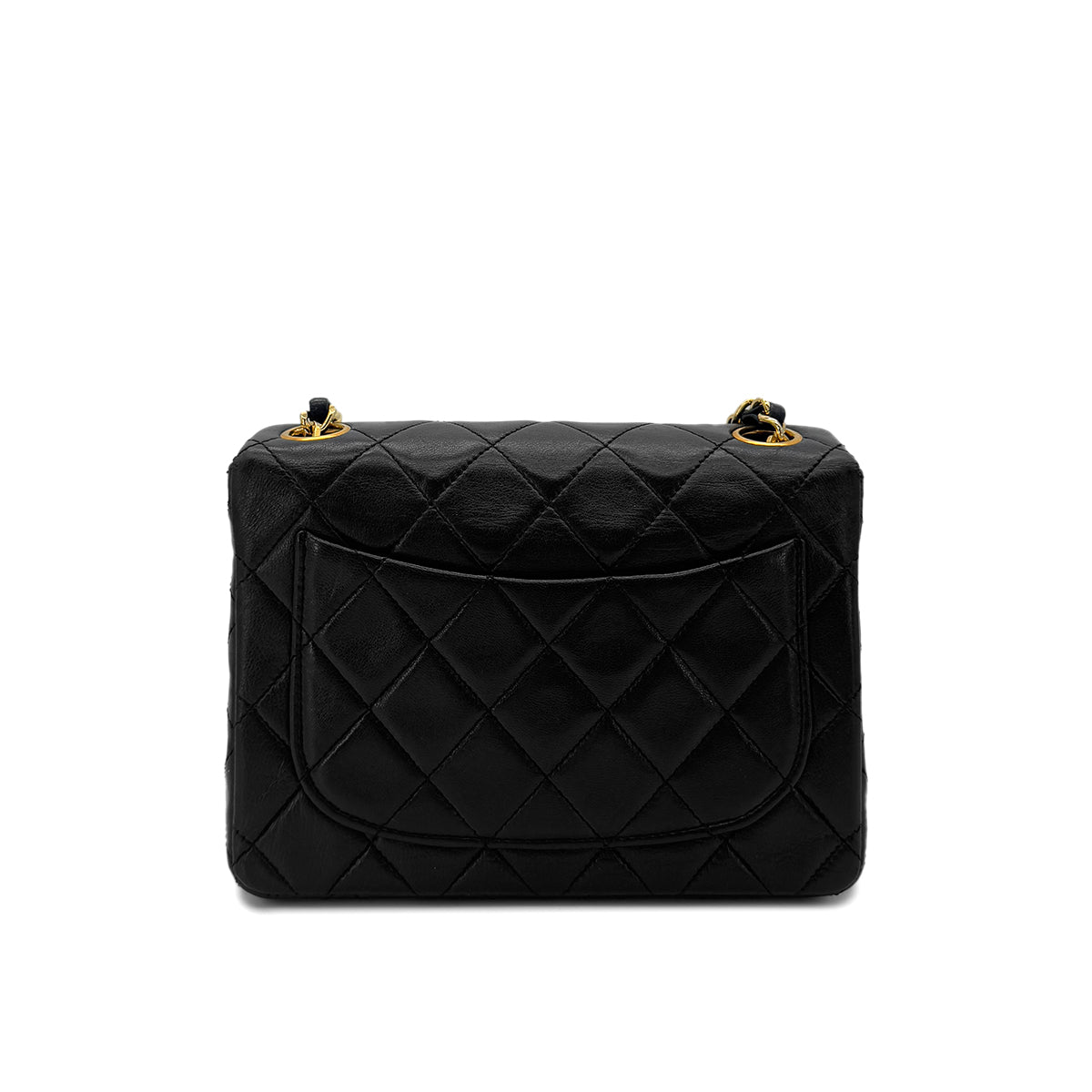 CHANEL VINTAGE MINI SQUARE 17 CHAIN SHOULDER BAG BLACK LAMB SKIN 90290331