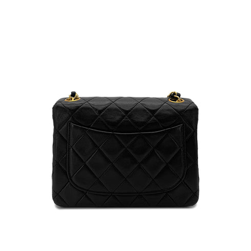 CHANEL VINTAGE MINI SQUARE 17 CHAIN SHOULDER BAG BLACK LAMB SKIN 90290331 - PURPOSE