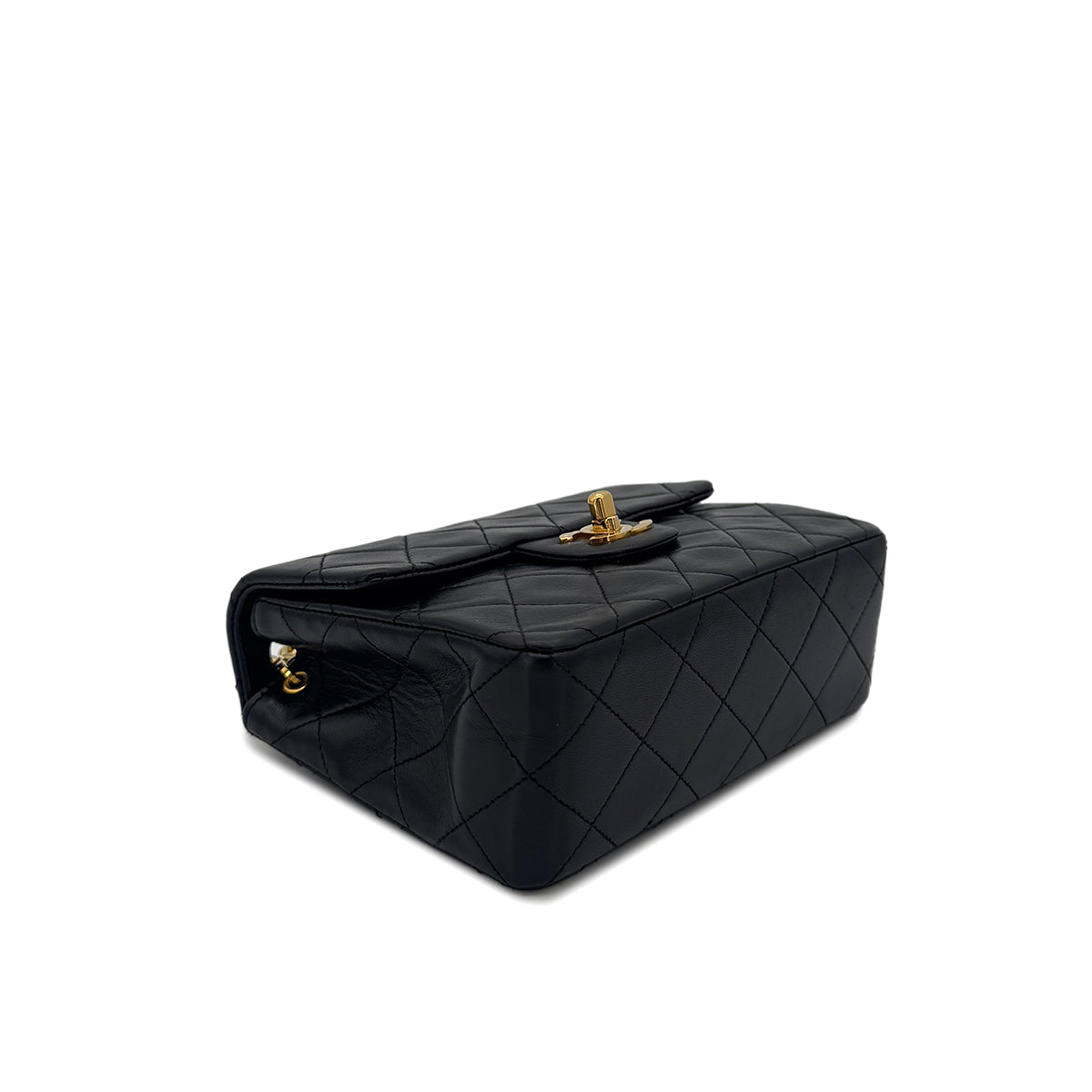 CHANEL VINTAGE MINI SQUARE 17 CHAIN SHOULDER BAG BLACK LAMB SKIN 90290331