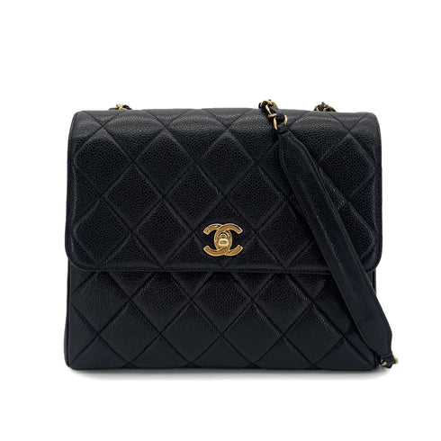 CHANEL VINTAGE MATELASSE SHOULDER BAG BLACK CAVIAR SKIN 90290333 - PURPOSE