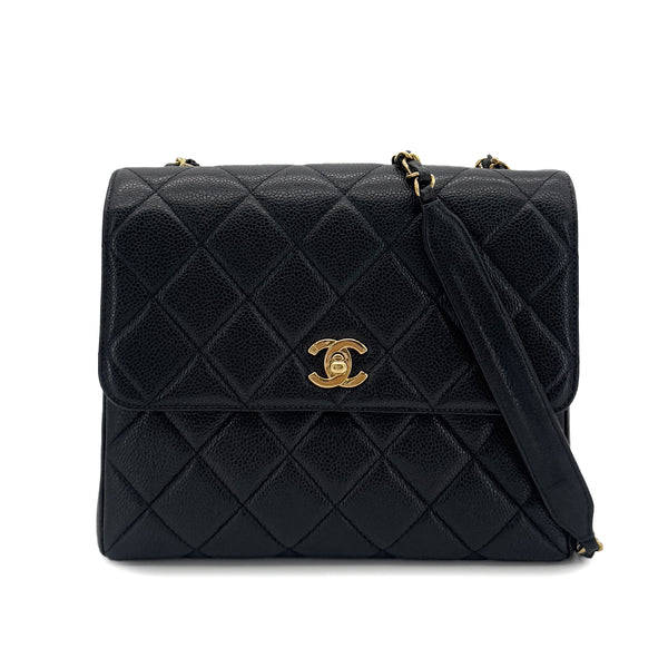 CHANEL VINTAGE MATELASSE SHOULDER BAG BLACK CAVIAR SKIN 90290333 - PURPOSE