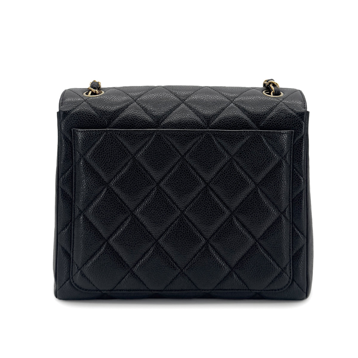CHANEL VINTAGE MATELASSE SHOULDER BAG BLACK CAVIAR SKIN 90290333