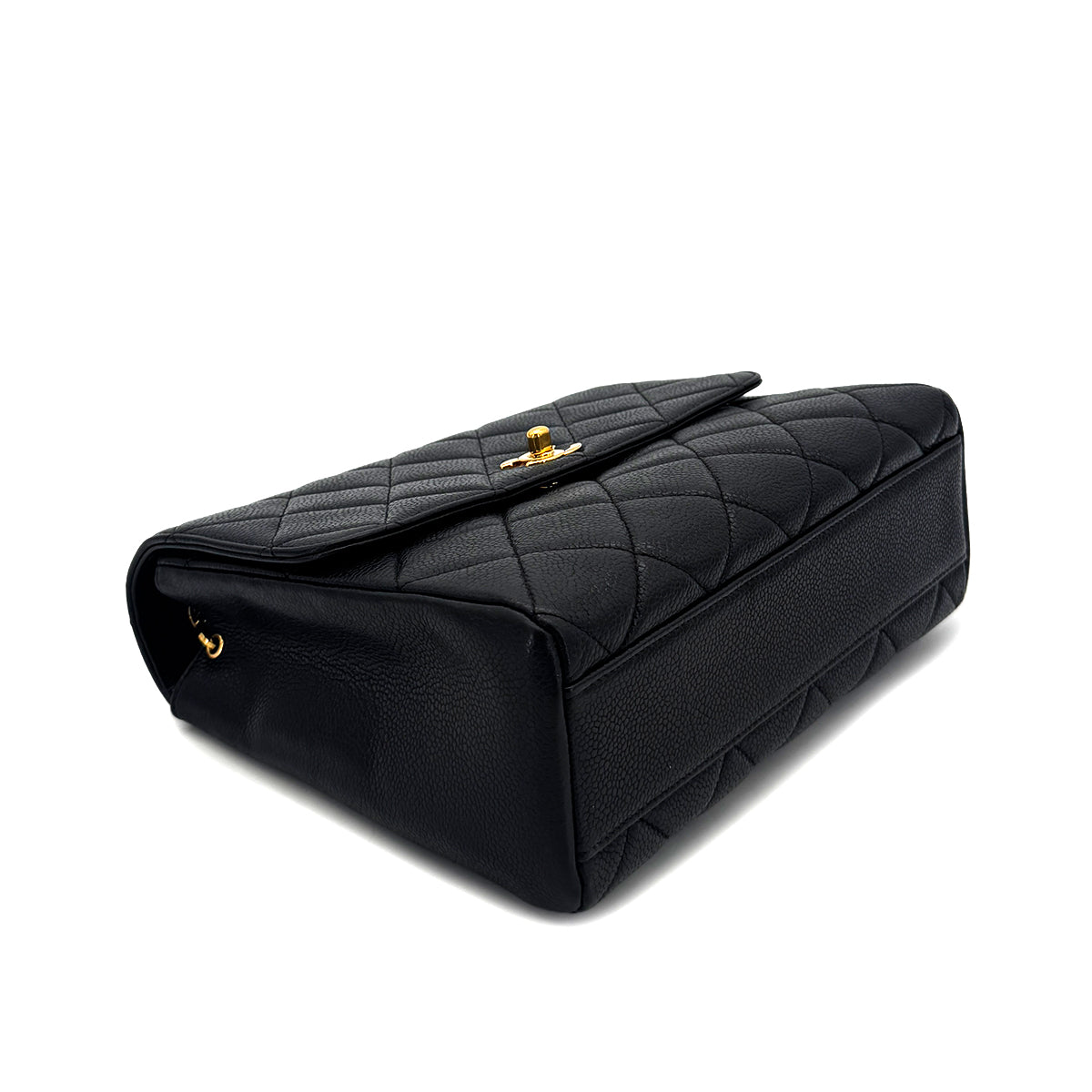 CHANEL VINTAGE MATELASSE SHOULDER BAG BLACK CAVIAR SKIN 90290333