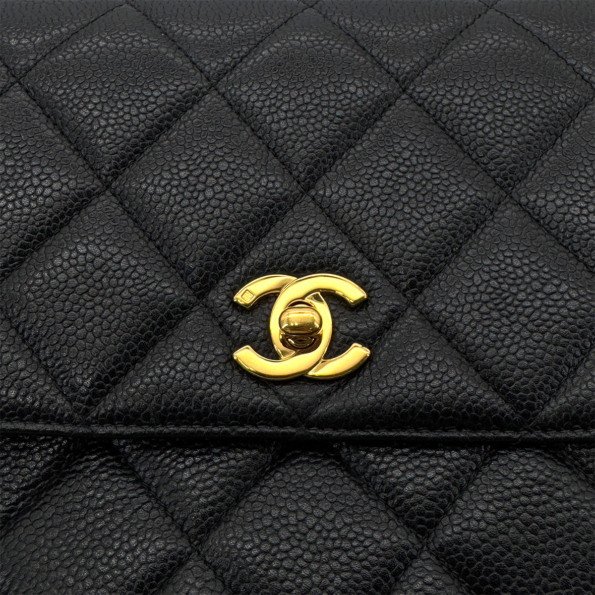 CHANEL VINTAGE MATELASSE SHOULDER BAG BLACK CAVIAR SKIN 90290333
