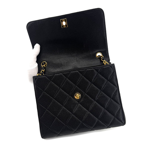 CHANEL VINTAGE MATELASSE SHOULDER BAG BLACK CAVIAR SKIN 90290333 - PURPOSE
