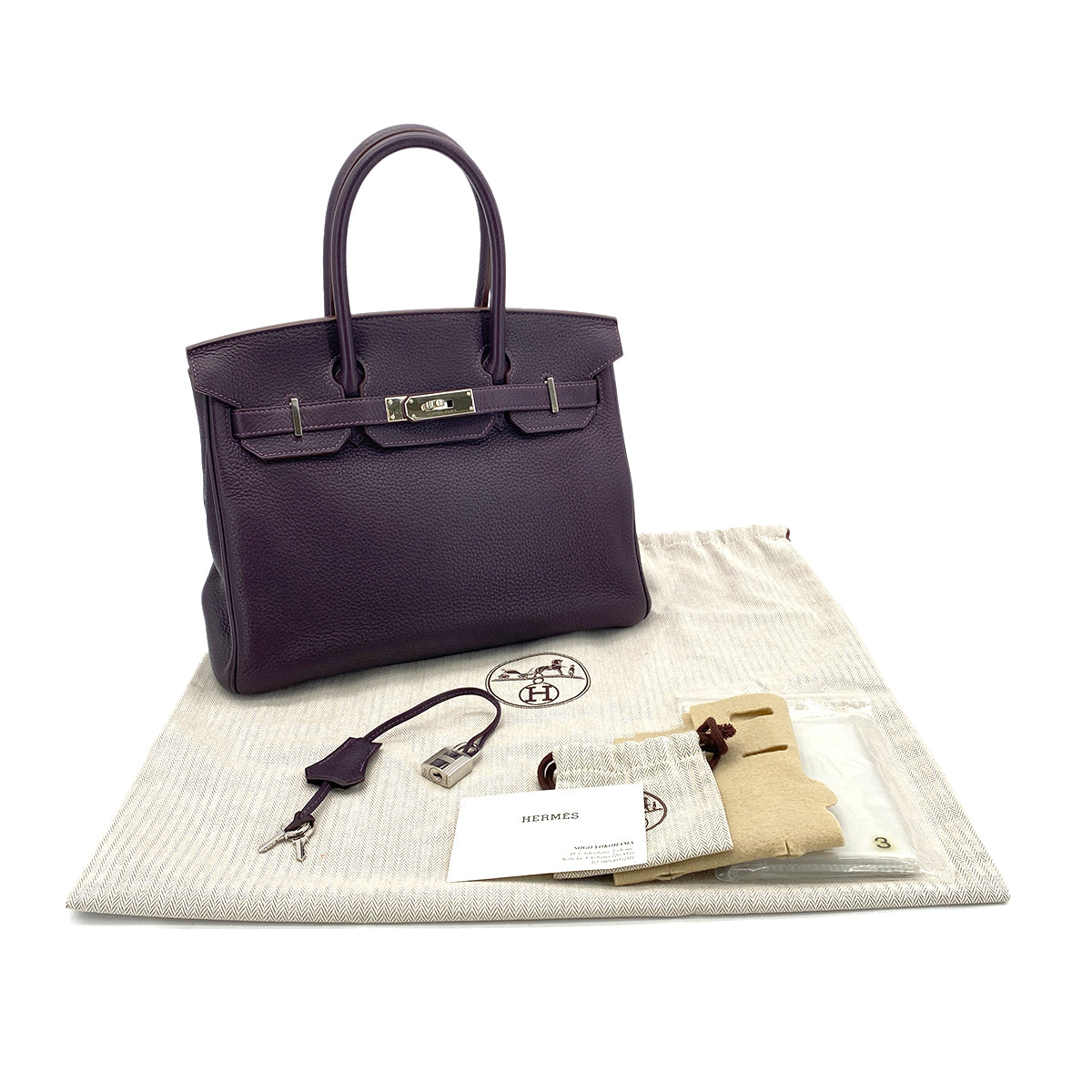 HERMES BIRKIN 30 RAISIN TOGO HAND BAG □R SHW 90290338