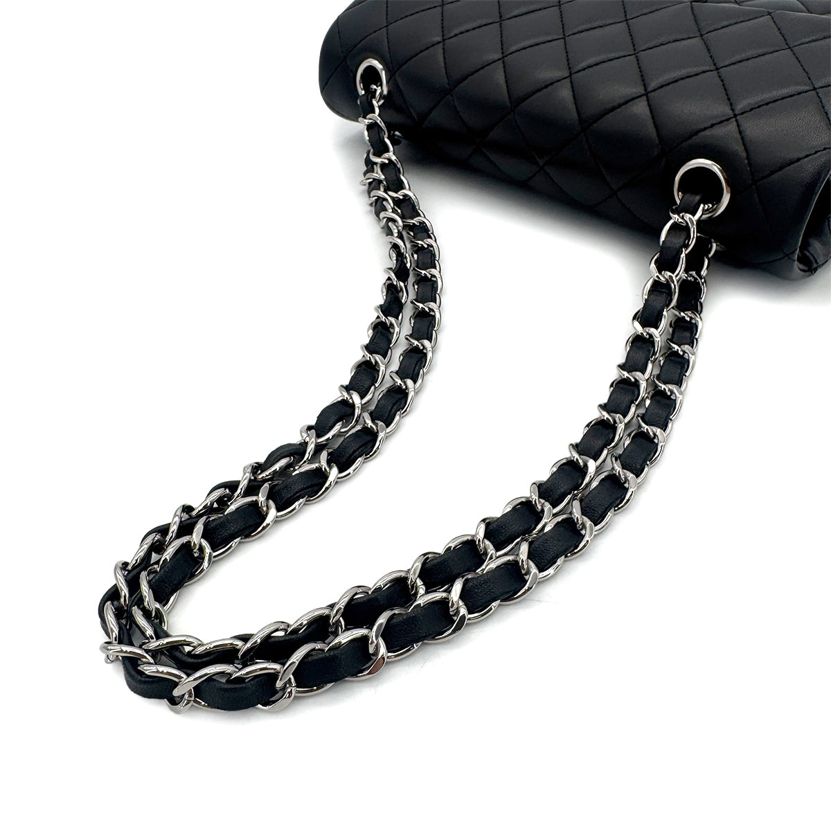 CHANEL CLASSIC FLAP SMALL CHAIN SHOULDER BAG BLACK LAMB SKIN 90290339