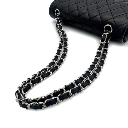 CHANEL CLASSIC FLAP SMALL CHAIN SHOULDER BAG BLACK LAMB SKIN 90290339 - PURPOSE