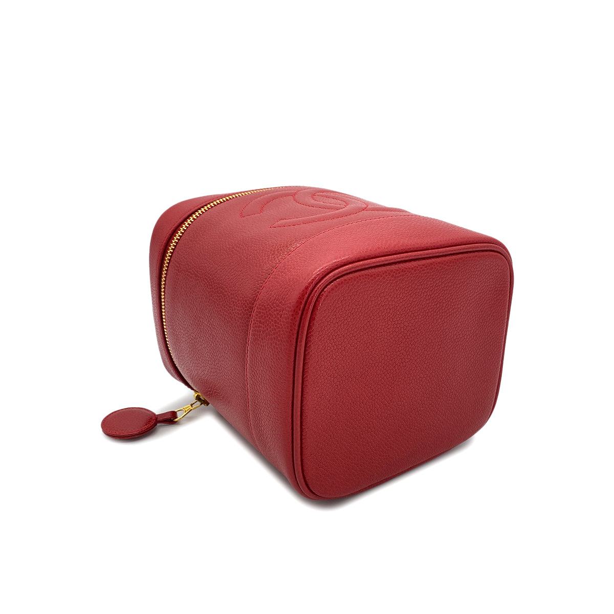 CHANEL VINTAGE VANITY HAND BAG RED CAVIAR SKIN 90290340