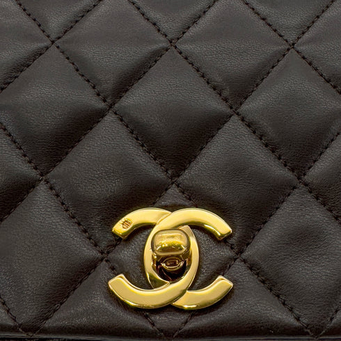 CHANEL VINTAGE FULL FLAP CHAIN SHOULDER BAG BROWN LAMB SKIN 90290344 - PURPOSE
