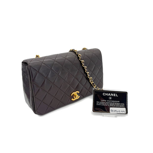 CHANEL VINTAGE FULL FLAP CHAIN SHOULDER BAG BROWN LAMB SKIN 90290344 - PURPOSE