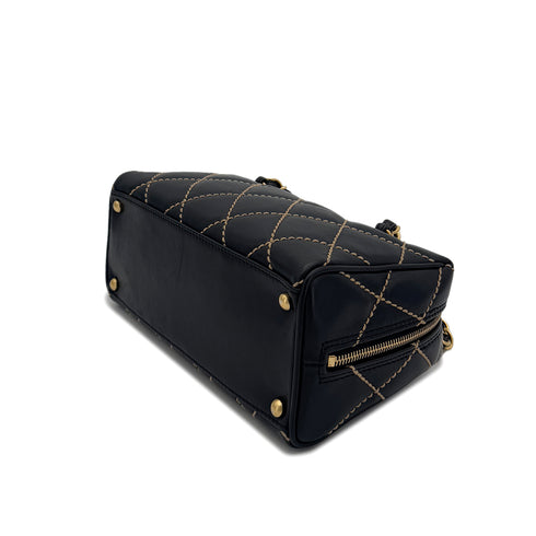 CHANEL VINTAGE WILD STITCH CHAIN SHOULDER BAG BLACK LEATHER 90290345 - PURPOSE