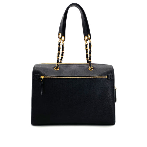 CHANEL VINTAGE BIG COCO CHAIN SHOULDER BAG BLACK CAVIAR SKIN 90290346 - PURPOSE