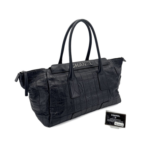 CHANEL VINTAGE CHOCOLATE BAR TOTE BAG BLACK LAMB SKIN 90290348 - PURPOSE