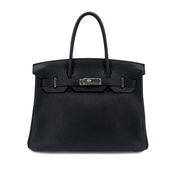 HERMES BIRKIN 30 BLACK FJORD HAND BAG □L SHW 90290353 - PURPOSE