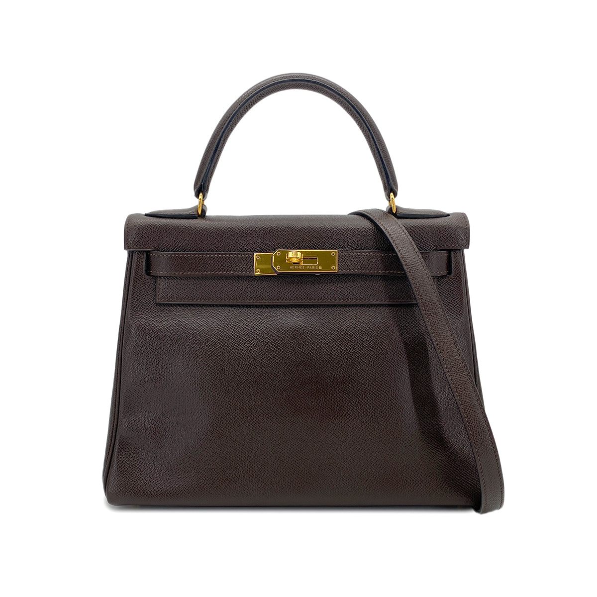 HERMES KELLY 28 RETOURNE HAVANNE COUCHEVEL HAND SHOULDER BAG 〇W GHW 90290354