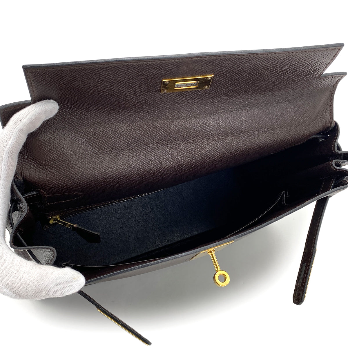 HERMES KELLY 28 RETOURNE HAVANNE COUCHEVEL HAND SHOULDER BAG 〇W GHW 90290354