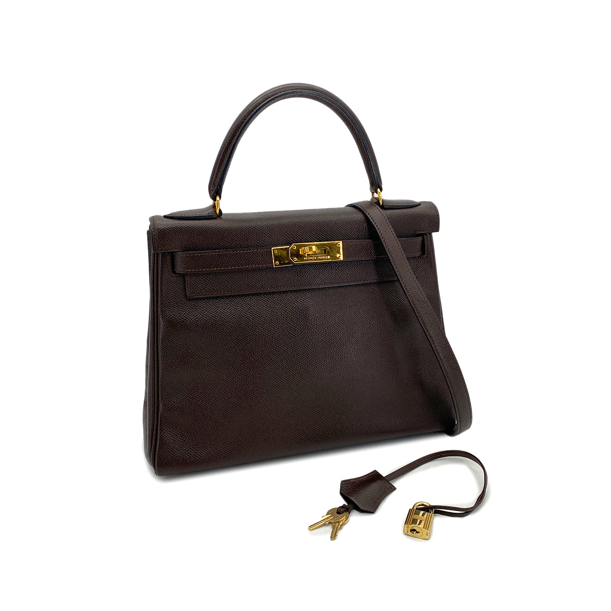 HERMES KELLY 28 RETOURNE HAVANNE COUCHEVEL HAND SHOULDER BAG 〇W GHW 90290354