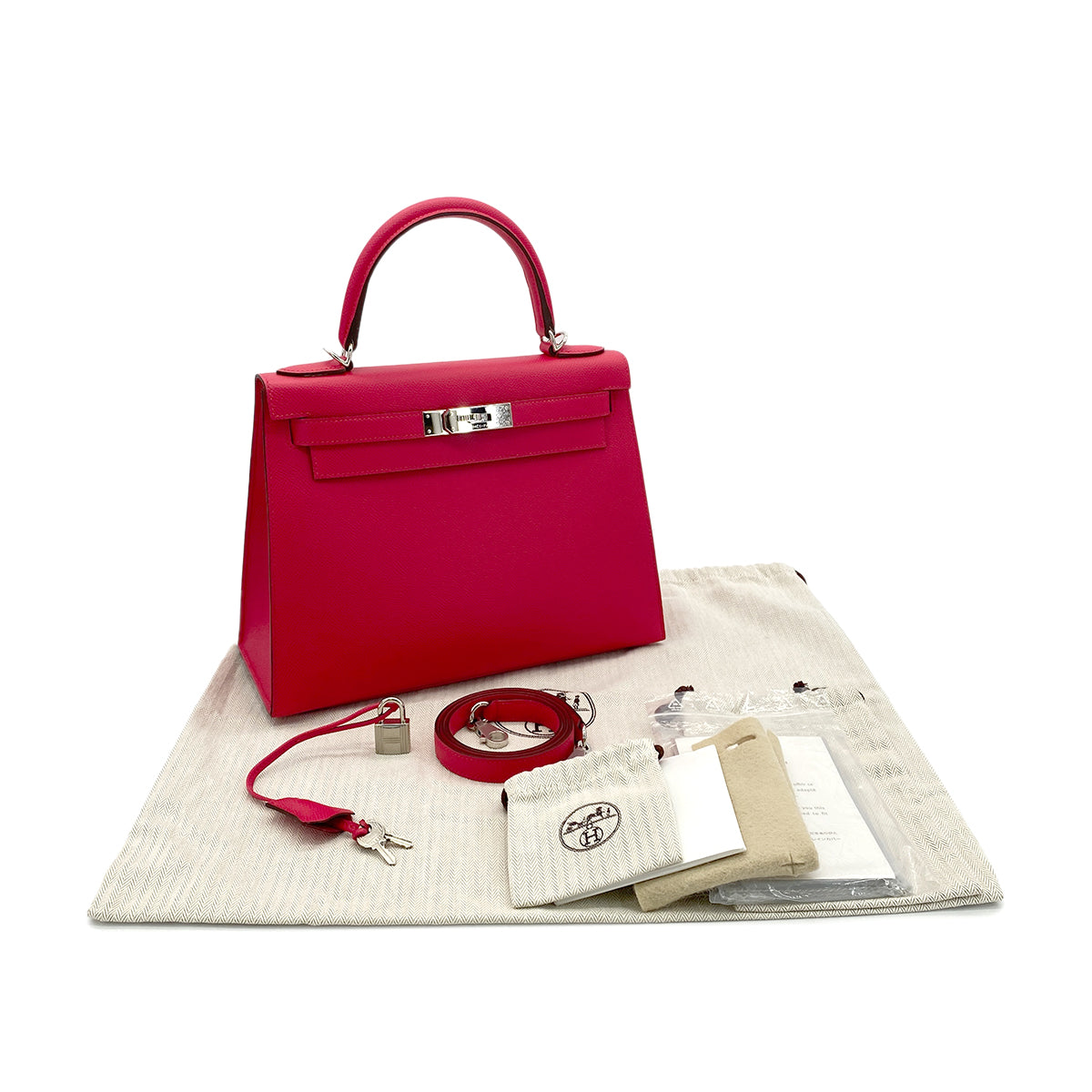 HERMES KELLY 28 SELLIER ROSE EXTREME VEAU EPSOM HAND SHOULDER BAG D SHW 90290355