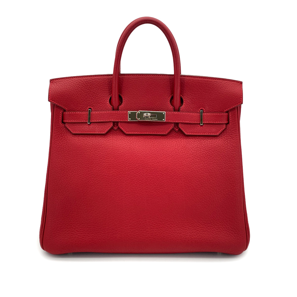 HERMES HAUT A COURROIES 32 ROUGE VIF TOGO HAND BAG □G SHW 90290356