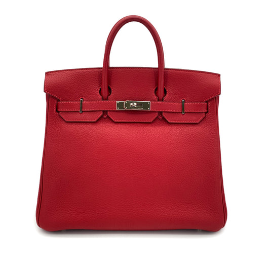 HERMES HAUT A COURROIES 32 ROUGE VIF TOGO HAND BAG □G SHW 90290356