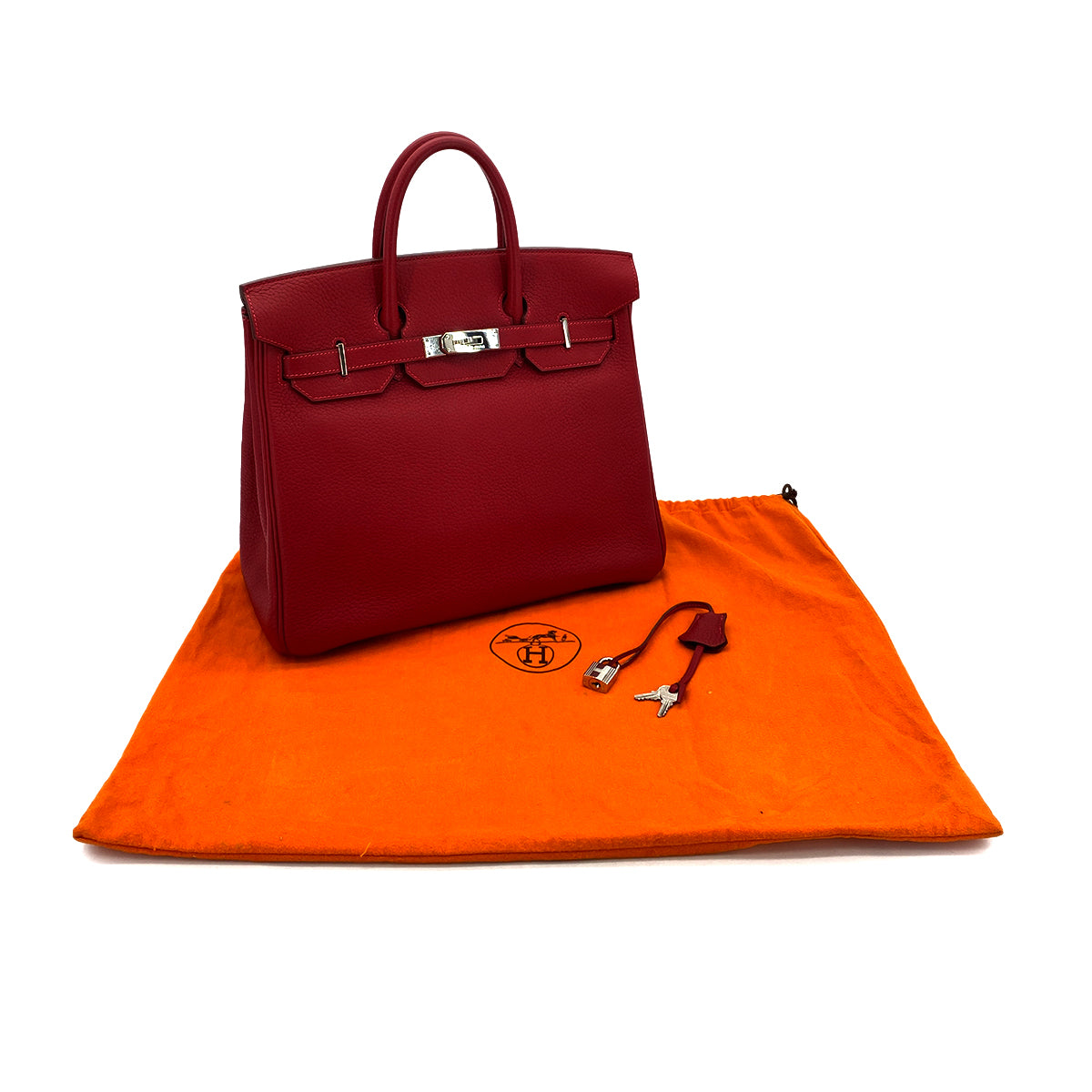 HERMES HAUT A COURROIES 32 ROUGE VIF TOGO HAND BAG □G SHW 90290356