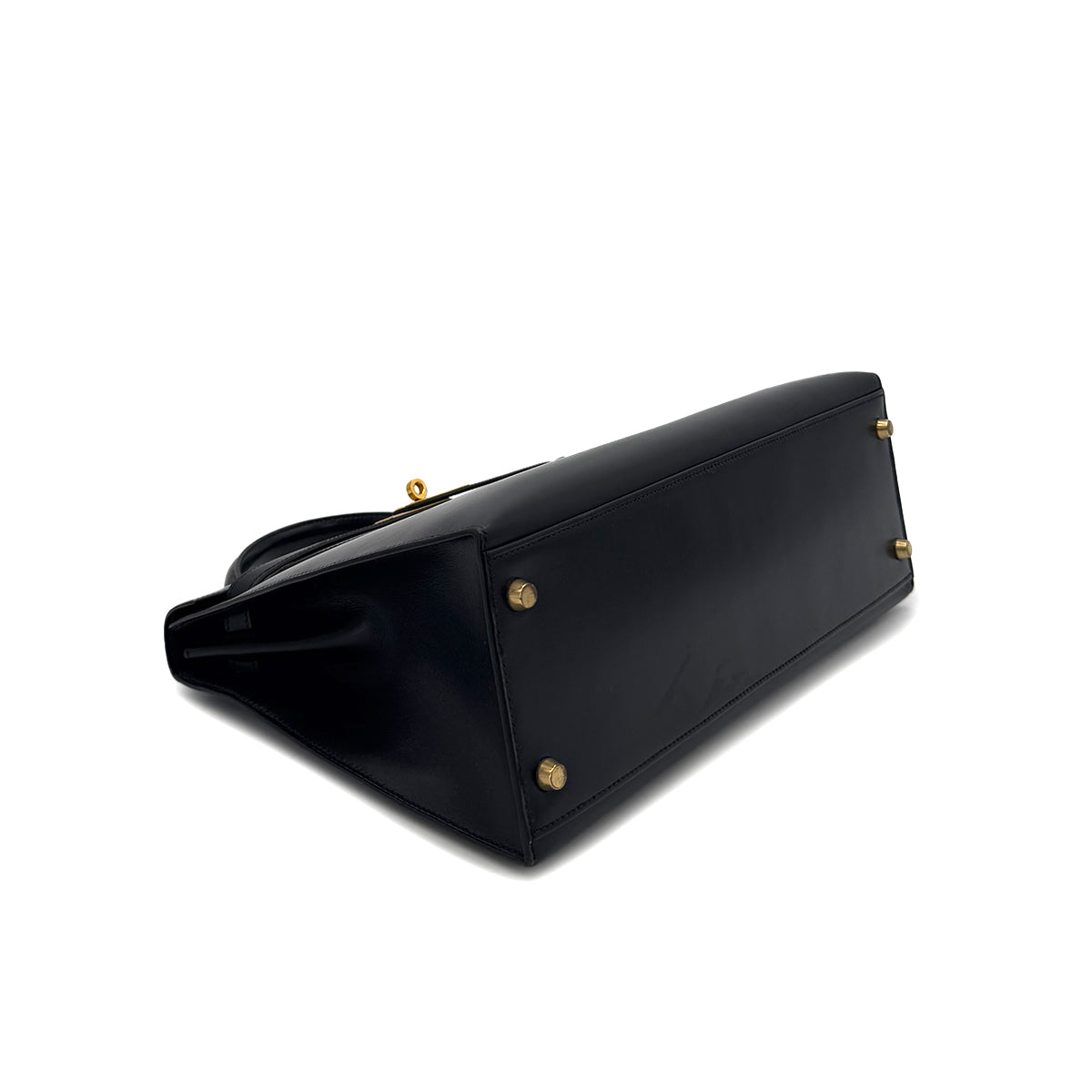 HERMES KELLY 32 SELLIER BLACK BOXCALF HAND SHOULDER BAG 〇Z GHW 90291227