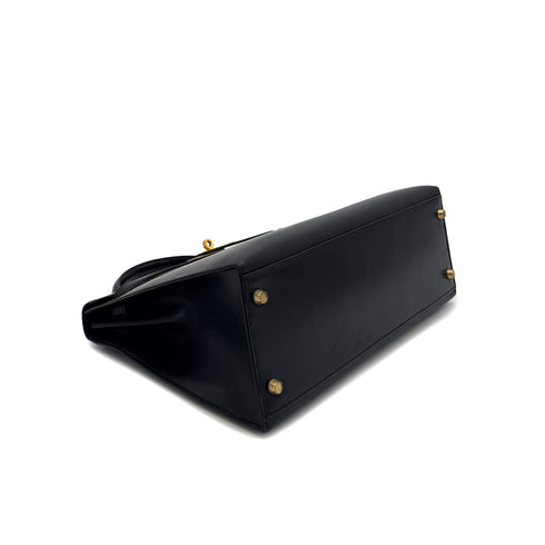 HERMES KELLY 32 SELLIER BLACK BOXCALF HAND SHOULDER BAG 〇Z GHW 90291227 - PURPOSE