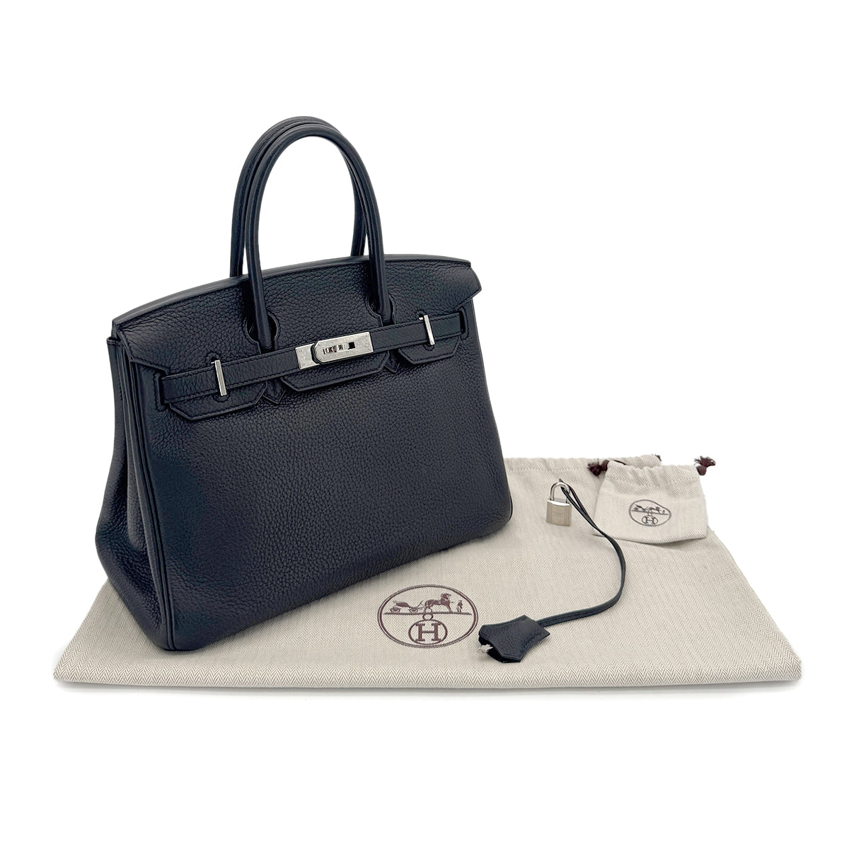 HERMES BIRKIN 30 BLACK TOGO HAND BAG □N SHW 90291228