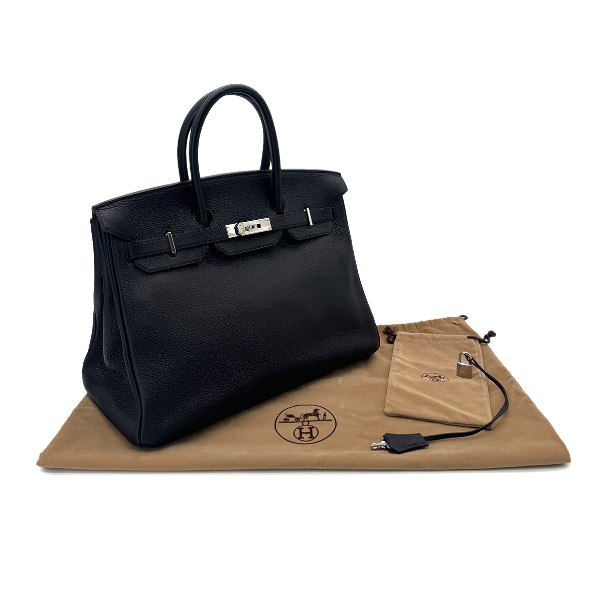 HERMES BIRKIN 35 BLACK TAURILLON CLEMENCE HAND BAG □E SHW 90291231