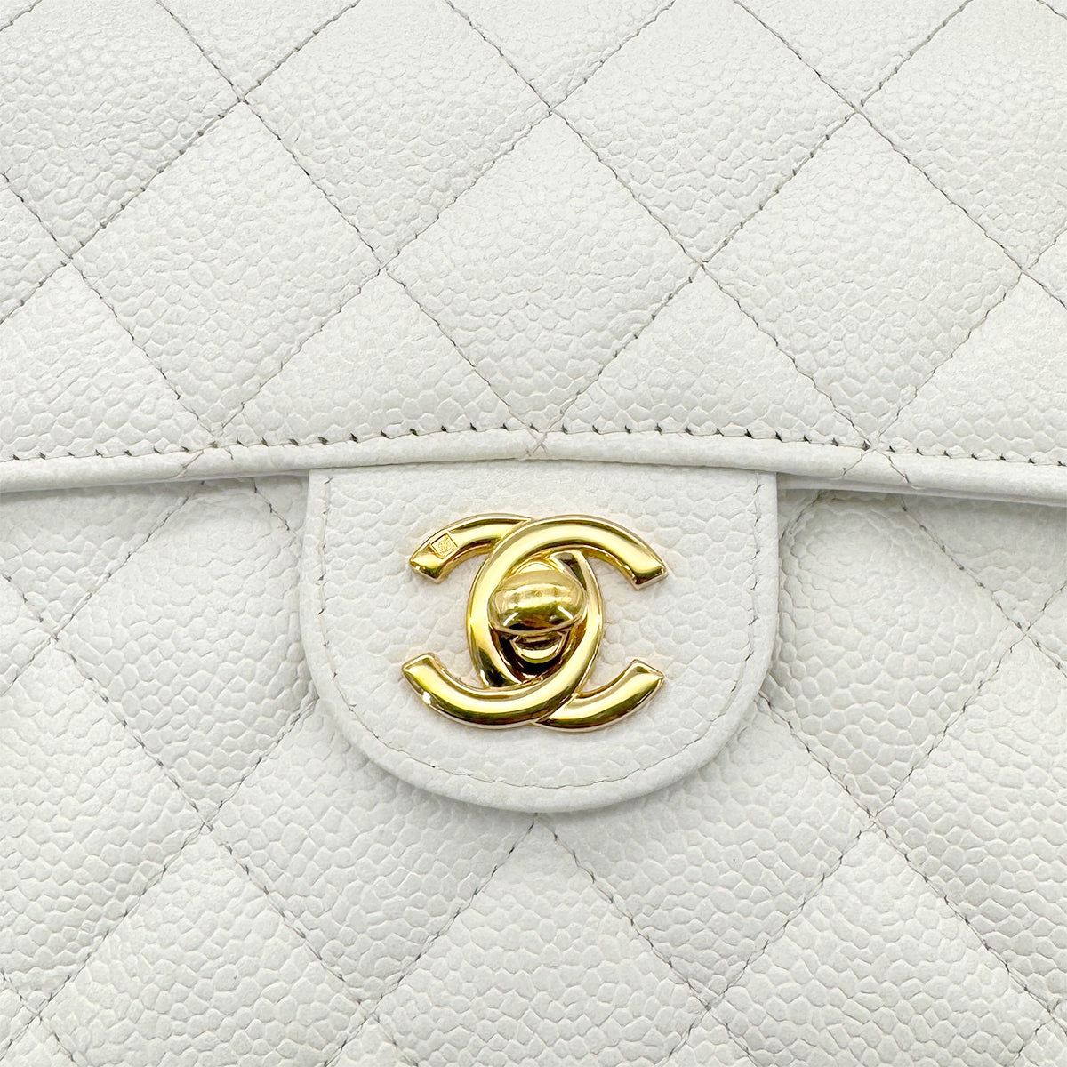 CHANEL VINTAGE MINI SQUARE 17 CHAIN SHOULDER BAG WHITE CAVIAR SKIN 90291232