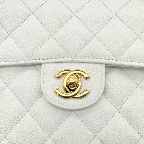 CHANEL VINTAGE MINI SQUARE 17 CHAIN SHOULDER BAG WHITE CAVIAR SKIN 90291232