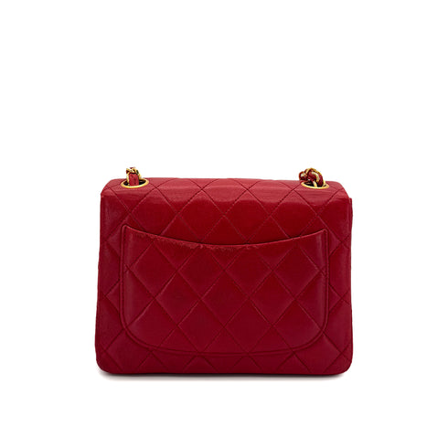CHANEL VINTAGE MINI SQUARE 17 CHAIN SHOULDER BAG RED LAMB SKIN 90291233 - PURPOSE