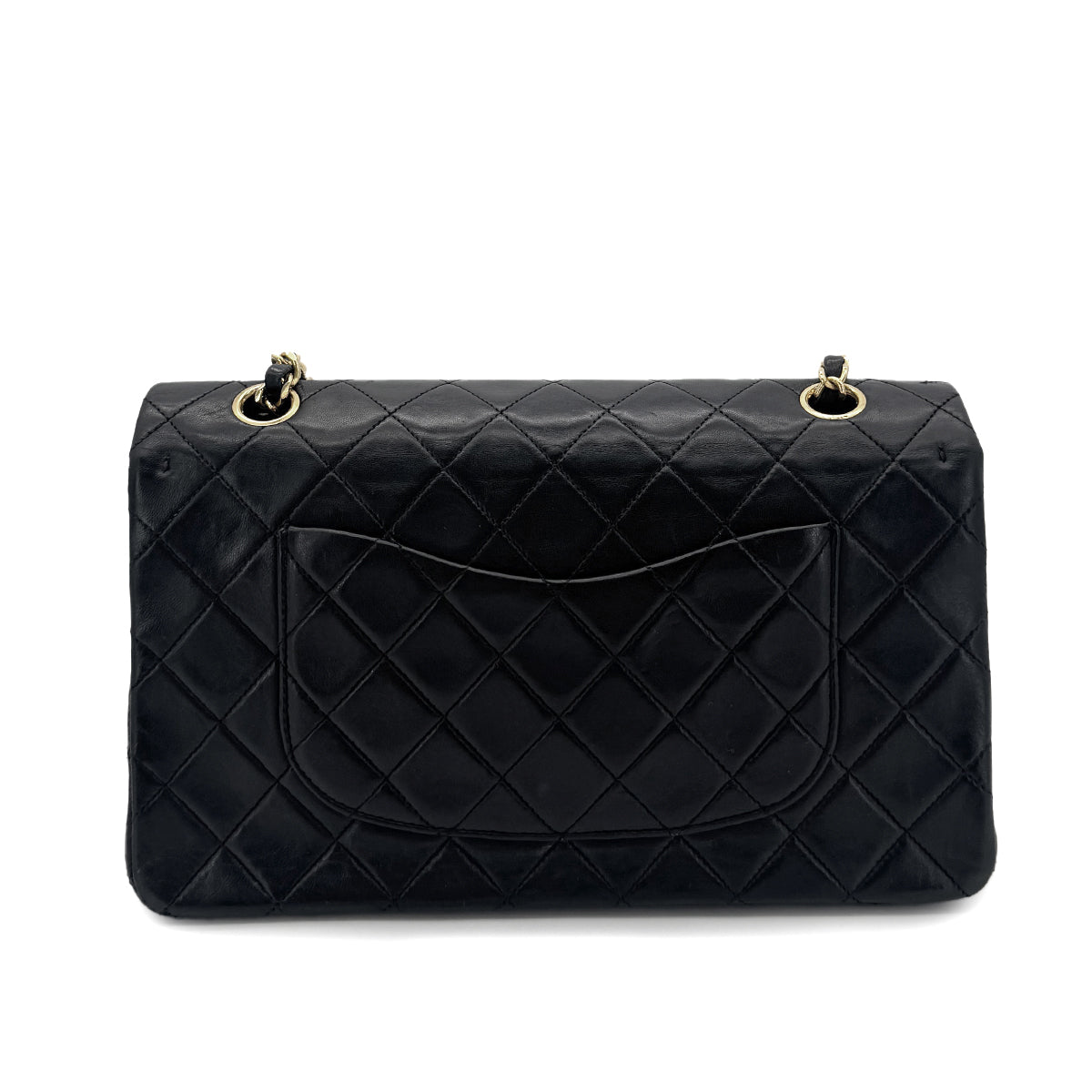 CHANEL VINTAGE CLASSIC FLAP MEDIUM CHAIN SHOULDER BAG BLACK LAMB SKIN 90291236