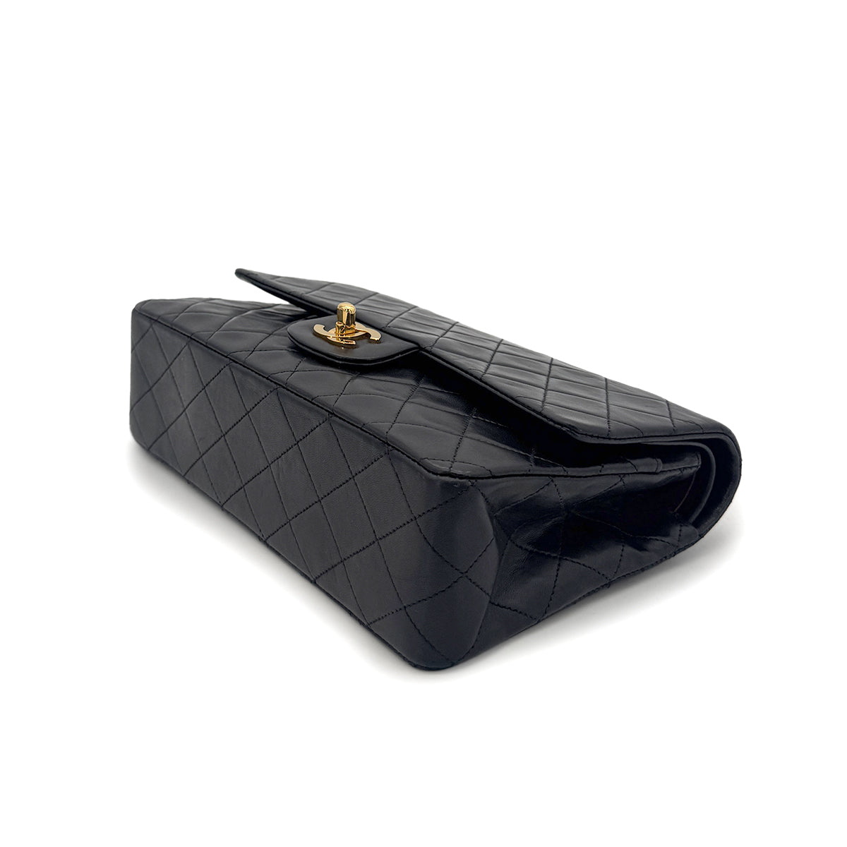 CHANEL VINTAGE CLASSIC FLAP MEDIUM CHAIN SHOULDER BAG BLACK LAMB SKIN 90291236
