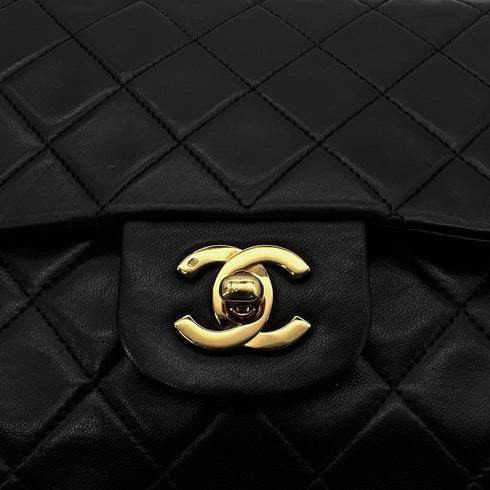 CHANEL VINTAGE CLASSIC FLAP MEDIUM CHAIN SHOULDER BAG BLACK LAMB SKIN 90291236 - PURPOSE